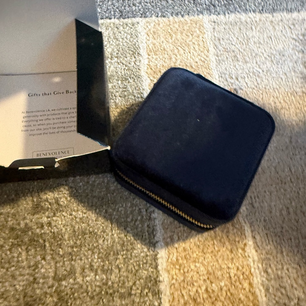 Navy Blue Velvet Jewelry Box